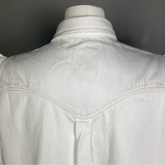 NEW Zadig & Voltaire shirt jacket Large western pearl snap ruffle Toky white - Picture 8 of 16
